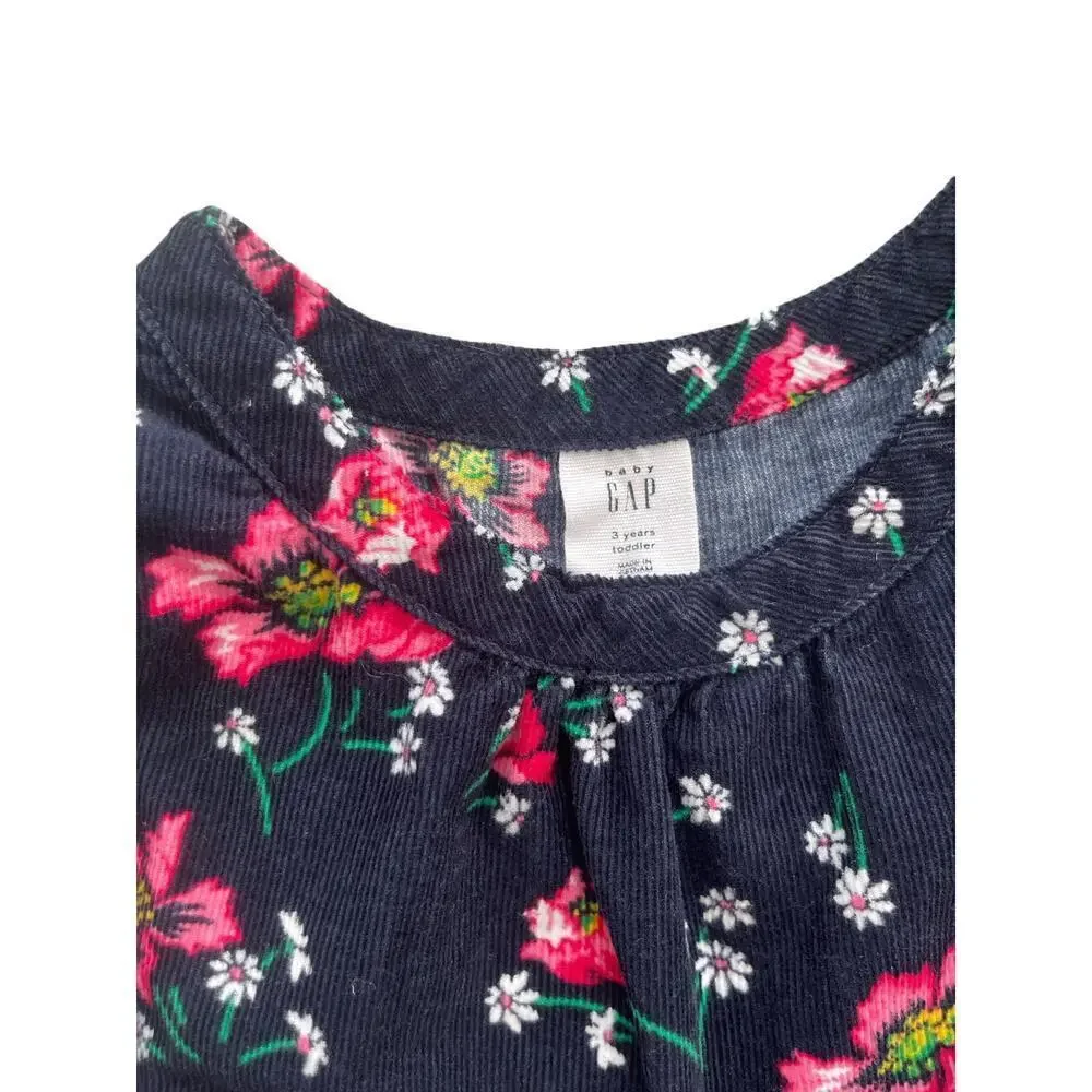 Gap Navy Floral Corduroy Dress 3